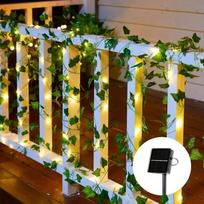 10m saulės girlianda su gebenėmis, LED lauko tvora, dirbtinis vynmedis, kalėdinė girlianda, augalo lempa, klevo lapas, žalias rotangas, pasakų girlianda 2M 20leds gray