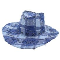 Rag Retro Western Cowboy Hat Jazz Top Hat Checkered Pattern Handsome Wear With Windbreak Rope One size gray