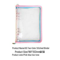 PVC Glitter A5 A6 Zipper Binder: Replaceable, Detachable Cover for Planner A6 (No Pages) white