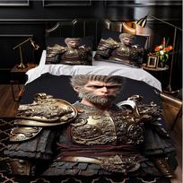 Black Myth Wukong Series Bedding Set - 3 Piece Home Textile with 3d Digital Printing 135*200cm white