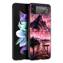 Pink Sunset Mountain Hard PC Phone Case For Samsung Galaxy Z Flip 7 6 5 4 Black Cover For Galaxy Z Flip 3 Foldable Fundas Shell Z Flip 3 pink