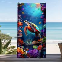 New Ultra-fine Fiber Sea Turtle Beach Towel,  Best-selling Absorbent Quick Drying Towel, Does Not Stick to Sand 299 and Below&50*100cm blue