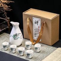 Yinjiu Ceramic Wine Set - Includes 1 Decanter and 6 Cups - Ideal for Events and Gifting brown