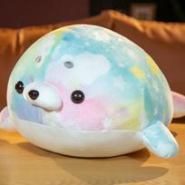 Soft Rainbow Seal Doll Plush Toy Aquarium Lying Seal Doll Children's Ragdoll Birthday Gift 55cm（0.45kg） white