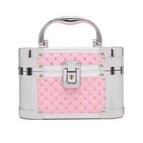 Mini Aluminum Frame Makeup Box with Mirror & Dividers Jewelry Organizer for Women Daily & Travel sidabras