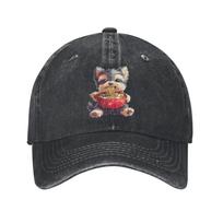 Vintažiniai Jorkšyro terjerai Yorkie šunų beisbolo kepurės Unisex stiliaus nusidėvėję prausti galvos apdangalai Lauko visų sezonų kelionės Kepurės Kepurė One Size gray