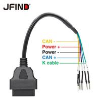 Universal Motorcycle OBD2 Diagnostic Cable K+CAN 16Pin Jumper Tester Extension Cable For Car Truck OBD 16 PIN Plug Jumper Wires black