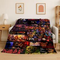 Horror Game F-FNAF Freddy Soft Flannel Throw Blanket,Warm Cozy Blanket for Bed,Couch,Sofa,Bedroom,Living Room,Travel,Picnic Size: 75*100cm, Weight: 230 GSM black