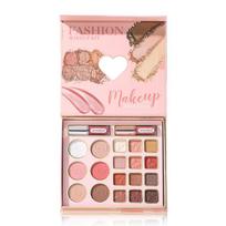 Julystar Multi-Functional Face Makeup Palette Eyeshadow Blush Highlighter Contour Matte Lip Gloss Kit Waterproof Long-Lasting All-in-One Cosmetics white