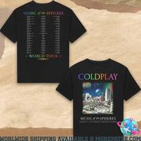 Official Coldplay  Music Of The Spheres World Tour Tshirt Reprinted Unisex T-Shirt M beige