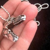 1 Piece Tyrannosaurus Rex Cyberpunk Goth Animal Teeth Skeleton Cranium Gothic Jewelry Dinosaur Skull Pendant Long Necklace brown
