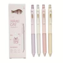 4pcs Creative Cat Style Gel Pen 0.5mm Quick Dry Writing Pen Press Pen Clip Gel Pen Office Supplies Black Gel Pen Cat Style 4PCS white