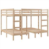 Triple Bunk Bed 160x200 80x160 cm Solid Pine Wood