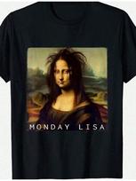 Funny Lisa Mona Lisa Sarcasm Face TShirt Humorous Mona Lisa Print Soft Stretch Fabric S beige