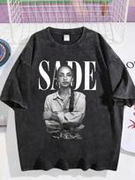 Sade Marškinėliai Vintage Rūgštinio Plovimo Medvilniniai Rap Marškinėliai Dydis Plius L white