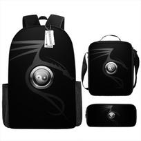 Luxury Novelty Peculiar Cool Tai Chi Yin Yang 3D Print 3pcs/Set pupil School Bags Laptop Daypack Backpack Lunch bag Pencil Case black