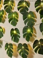 20 LED lapų girlianda Tropiniai dirbtiniai rotango palmių lapai Sieninė vynmedžio lapų girlianda Vasaros dekoracija laukui 2m10 LED&None šilta balta spalva