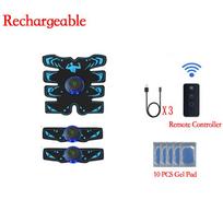 Smart EMS Muscle Stimulator Electric ABS Abdominal Trainer Arm Neck Sticker Patch Body Massager Fitness Slimming Shaping black