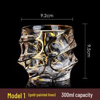 European Gold-Rimmed Crystal Whiskey Glass gray