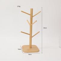 Bamboo Mug Rack: Tree-Shaped Wooden Cup Holder for Kitchen or Living Room beige