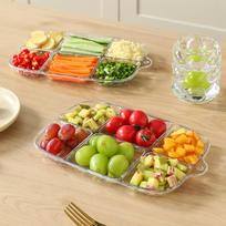 Prep Dish Wall-Mounted Hot Pot Flavor Soy Sauce Dipping and Storage Tray, Kitchen Tableware Compartment Plate 4 Compartments skaidri