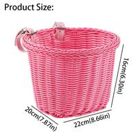 Water Resistant Bicycle Basket Adjustable Leather Straps Handwoven Front Handlebar Basket Waterproof Daily Commuting rožinė