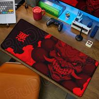 Anime Red Japan Demon Mouse Pad XXL Gaming Accessories Office Game Keyboard Rubber Deskmat NonSlip Laptop HD Print Oni Mousepad 300x800x2mm red