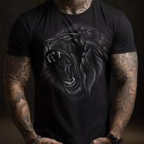 Men's Majestic Lion Roar T shirt For Boyfriend , Gift For Husband, Gift For Him L black