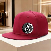 Yin Yang Fish Print Flat Brim Cap Unisex Women Adjustable Snapback Hat Street Baseball Cap One Size black