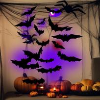 LED Bats Halloween Decor 3D LED Bats Halloween Wall Decor 12 Pieces Wall Stickers Home Decorations For Indoor Outdoor Dorm China Mainland purple