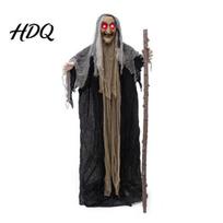 Helovino raganų dekoracijos Baisios animatroninės dekoracijos, stovinčios, aktyvuojamos garsu, su baisiu lauko kiemo dekoru, balsu, siaubo judesiu, šviečiančios C brown