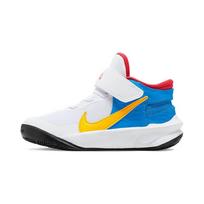 Nike Team Hustle D 10 Flyease Cushioning Breathable Low top Performance Basketball Shoes White Blue Yellow Kids' DV9109-171 28 white