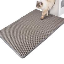 Pet Cat Litter Mat Waterproof Double Layer Pet Litter Box Mat Non-slip Sand Cat Pad Washable Bed Mat Clean Pad Products for Cat (GRAY,M 46x60cm foldable) pilka spalva