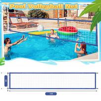 Pool Volleyball Net Portable 15x3FT Volleyball Net Replacement Swimming Pool Supplies Heavy Duty Sports Accessories for Backyard blue