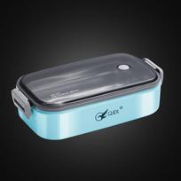 304 Stainless Steel Insulated Double-Layer Bento Lunch Box with Sealable Compartments. gray