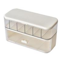Stackable Cable Organizer Storage Box Double-Layer Plastic Storage Case with Lid Wire Management Box kreminė