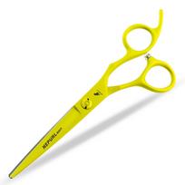 Geltoni dažai 6,0 colio Neptūno plaukų žirklės, Plaukų žirklės, Dantytos žirklės, Plonos 6.0inch flat scissors cdm yellow