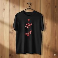Unisex Adult Casual Graphic Depeche Mode Violator Rose Graphic T-Sh... S black