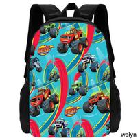 Flame And Monster Machine Backpack High Definition Waterproof Printing Multi-Function Large Capacity Load Reduction Lightweight Backpack blue