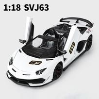 1:18 Aventador Svj63 Alloy Toy Car Model Wheel Steering Sound And Light Toy Collectibles Birthday Gift white