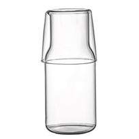 Transparent Bedside Glass Water Carafe With Cup Drink Pitcher Convenient Water Jug  Nightstand 360 ML skaidri