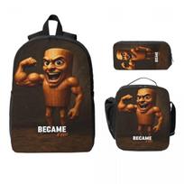 Italian Brainrot Tung Tung Sahur Kids Backpack Lunch Box Pencil Boxes for Boys Girls Preschool Backpacks Schoolbag Bookbag Set brown