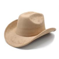 Retro Style Suede Western Cowboy Hat Woolen Jazz Top Hat Men And Women'S Ethnic Style Felt Hat Big Eaves Hat M（56-59cm） brown