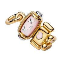 Pandora Prekės Ženklo Logotipas Sterlinginio Sidabro Pakabukas Moteriškas pakabukas Auksinis 763441C01 Box beige