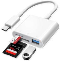 3 In 1 Adapter Type-C, Tf, Cf, Sd, Memory Card Reader, Recorder, Compact Flash Usb-C, Pro, Macbook balta