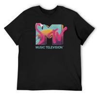 MTV Retro Flamingo Saulėlydžio Logotipo Užpildymo Marškinėliai greitai džiūstantys Estetiški drabužiai reperio grafiniai marškinėliai marškiniai grafinis marškinėlis vyrams S juoda