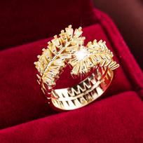 Exquisite Open Design Olive Branch Leaf Pinky Ring with Full Zircon, Versatile Everyday Jewelry Adjustable balta/sidabras