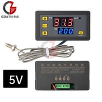 DC 5V/12V/24V AC 110V-220V LED Digital Temperature Controller K-type Thermocouple Thermostat Regulator Heating Cooling Control gray