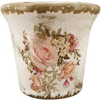 Rosae stoneware flower pot with floral design - the charm of nostalgia