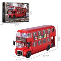 745 VNT. Britiškas Retro Dviaukštis Autobusas Statybiniai Blokeliai Miesto Ekskursinis Autobusas Modelis Plytos Darbalaukio Dekoracija Žaislai Vaikams Šventinės Dovanos red